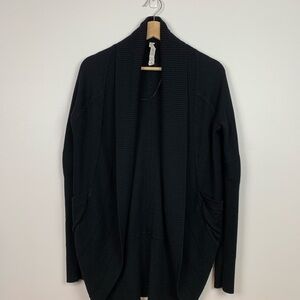 Lululemon Transformation Wrap Cashmere Blend Black Open Cardigan Reversible Sz 6
